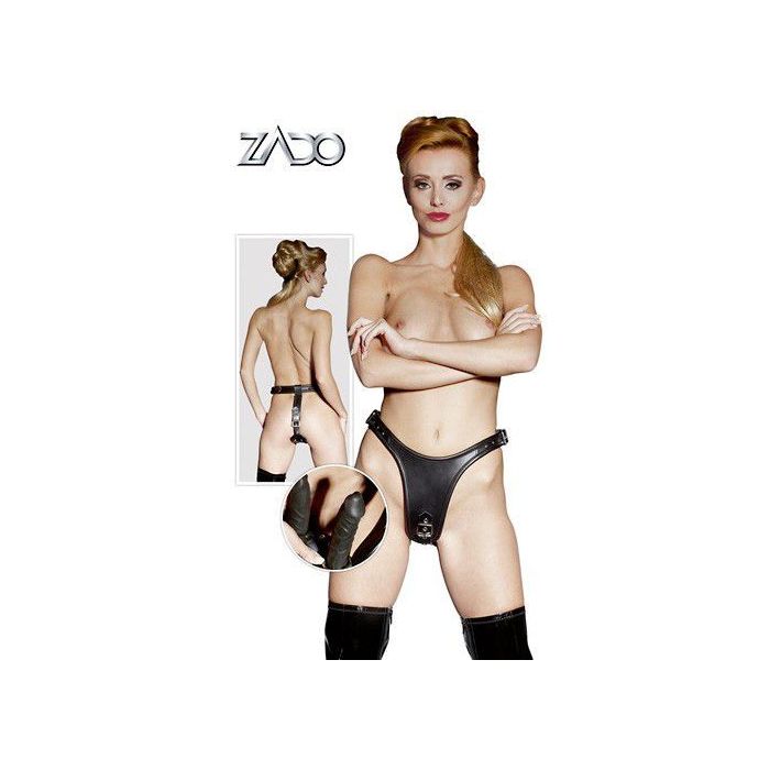 ZADO - Læder G-Streng Med Aftagelige Dildoer