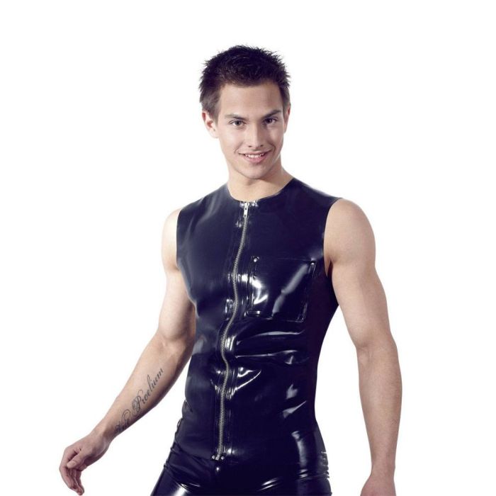 Sort Latex Vest Til Mænd 