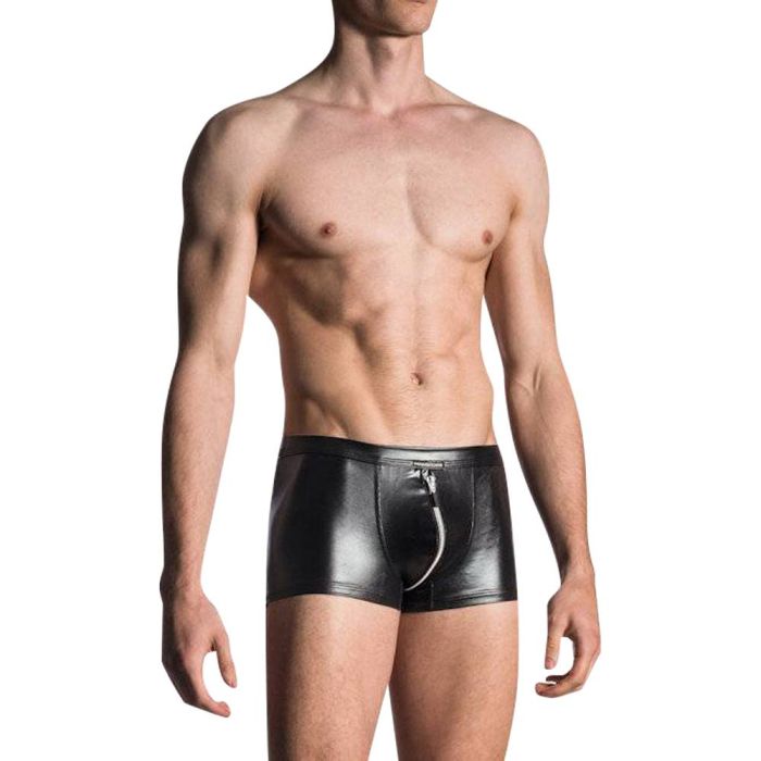 MANSTORE WETLOOK TRUNKS MED LYNLÅS